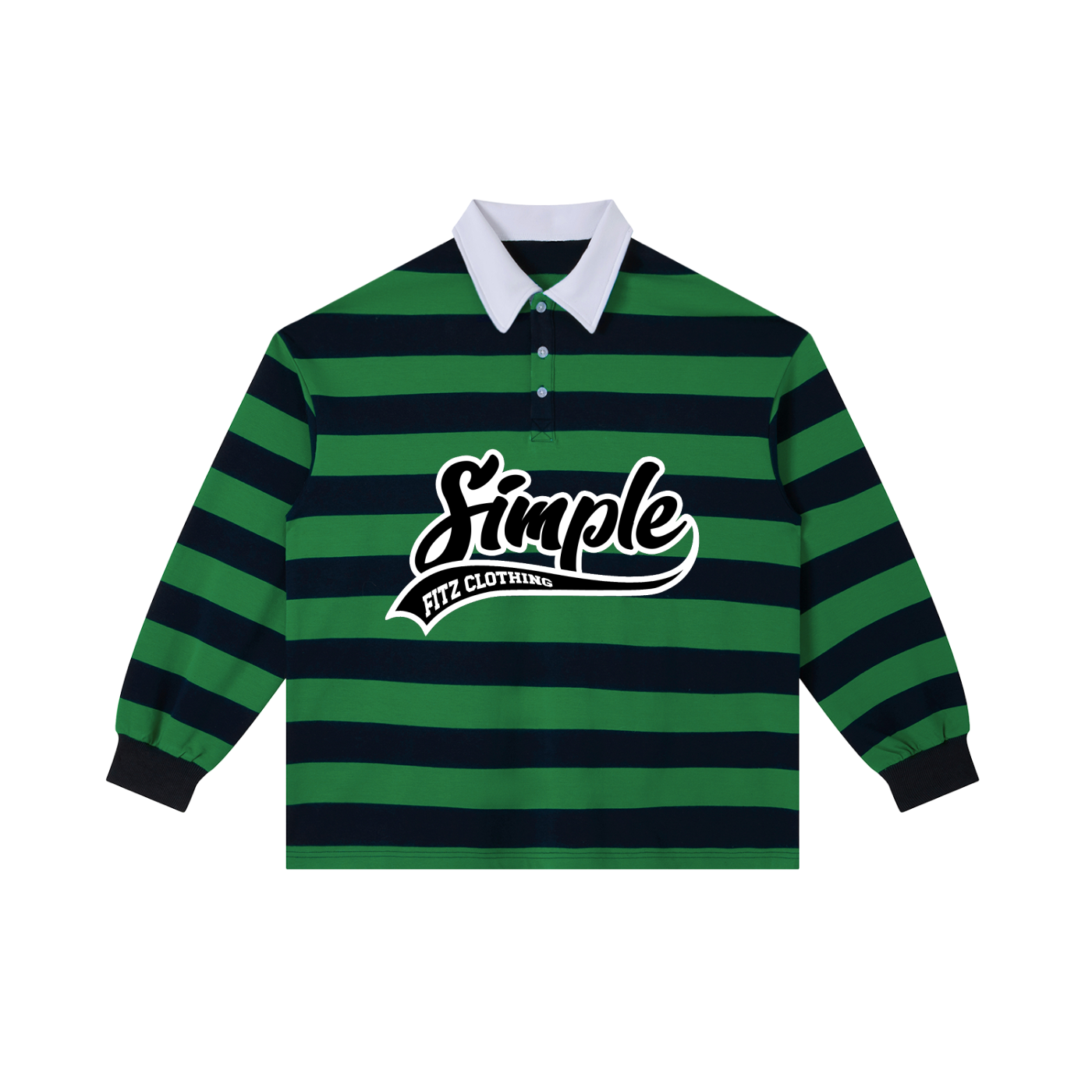 “SIMPLE” Stripe Polo Tee