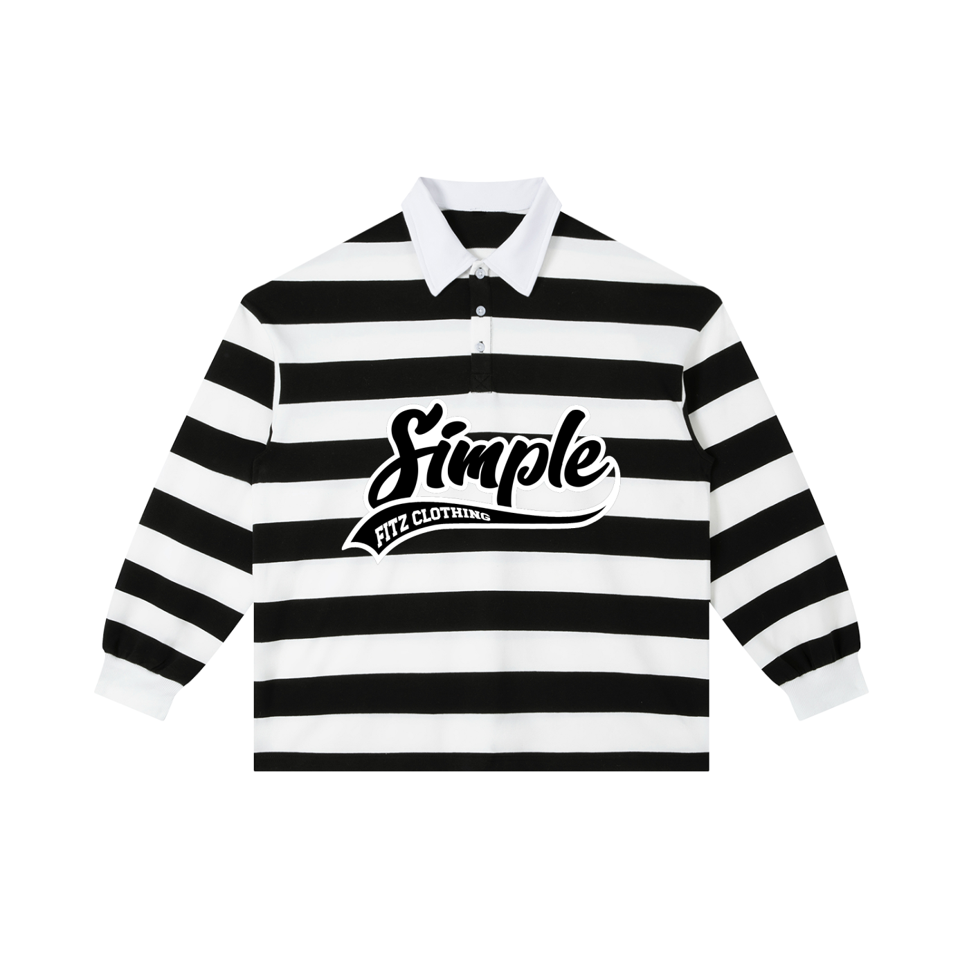 “SIMPLE” Stripe Polo Tee