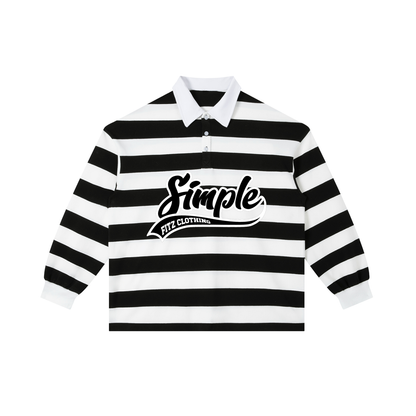 “SIMPLE” Stripe Polo Tee