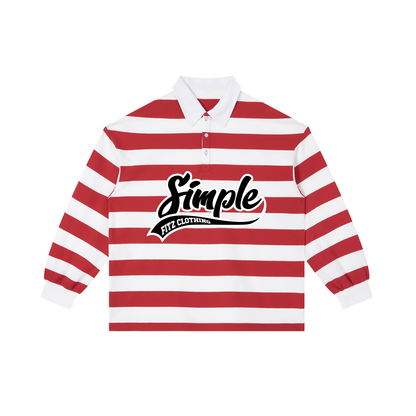 “SIMPLE” Stripe Polo Tee